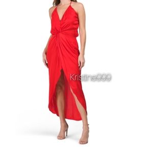 YFB Clothing Silky Siren Slip Dress in RED NEW XS S M L